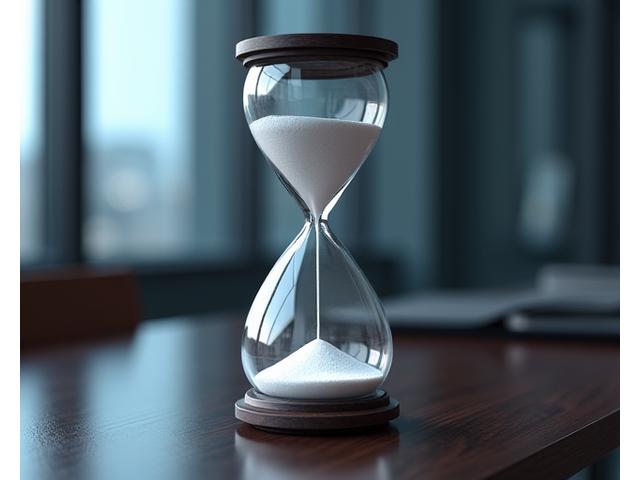Un reloj de arena moderno y estilizado, simbolizando la eficiencia y el compromiso de respuesta de Consultara Solidas S.A.