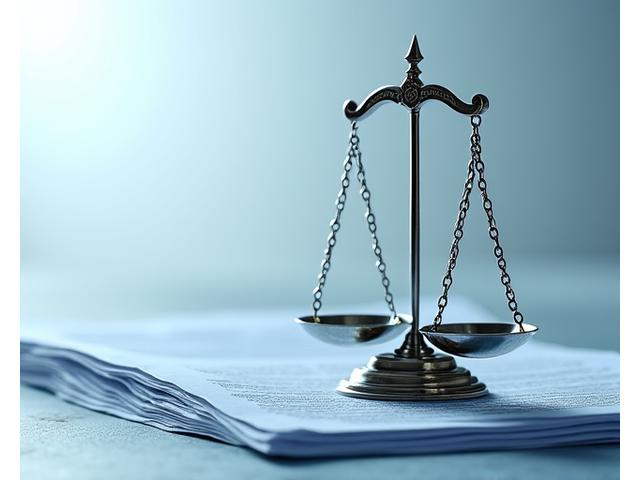 Balanzas de la justicia equilibradas sobre documentos legales, representando la protección contra riesgos legales y de litigio