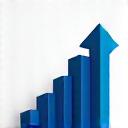 Icono gráfico abstracto de crecimiento de valores bursátiles y flechas ascendentes