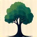 Icono gráfico abstracto de un árbol floreciendo con raíces sólidas, simbolizando el crecimiento patrimonial a largo plazo