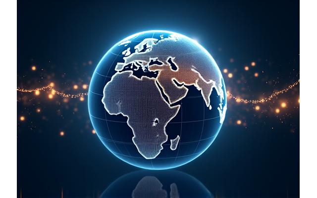 Mapa mundial con líneas de conexión y símbolos de dinero y leyes.