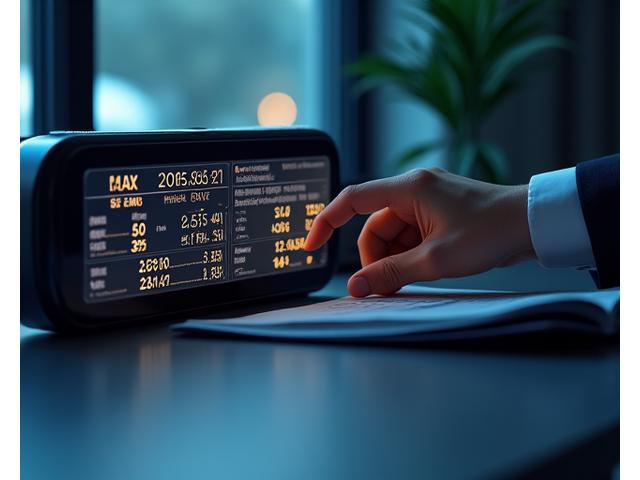 Reloj financiero y gráficos de barras de dinero, simbolizando la temporización fiscal.