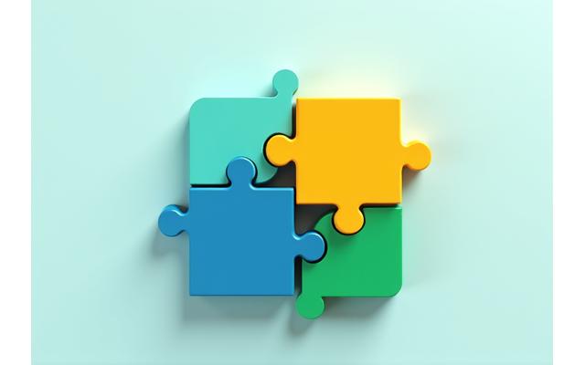 Diseño geométrico complejo y vibrante, representando las estructuras y la personalización de productos financieros.